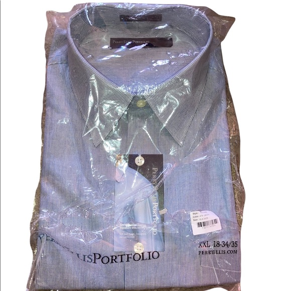 NWT Perry Ellis portfolio pinstripe button down shirt - Picture 2 of 6